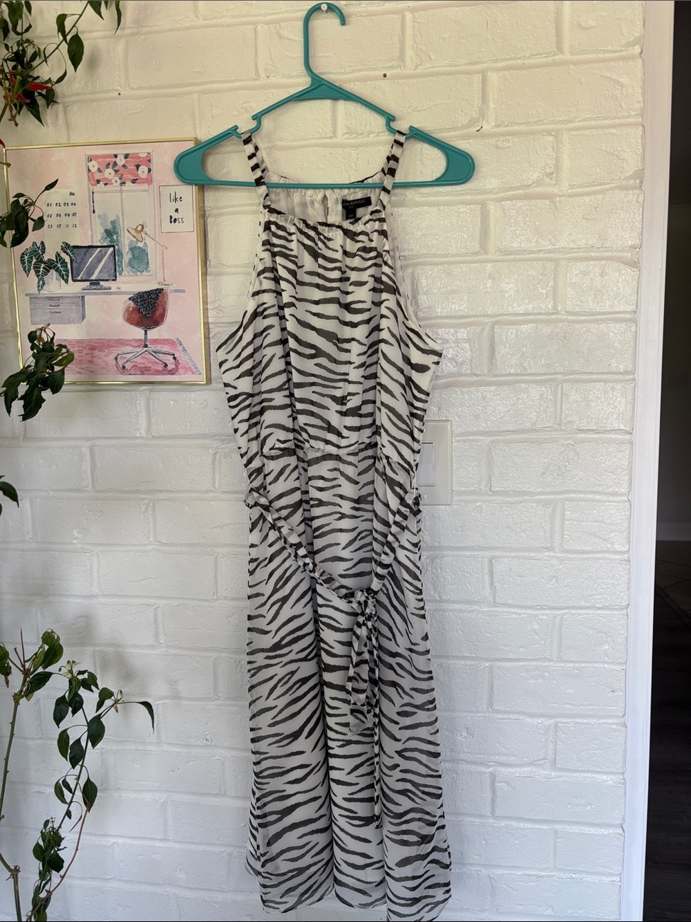 Banana Republic Black and White Zebra-Print Sleeveless Jumpsuit